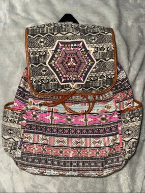 Mossimo Supply Co. Canvas Backpack with Pink Multi Aztec Print